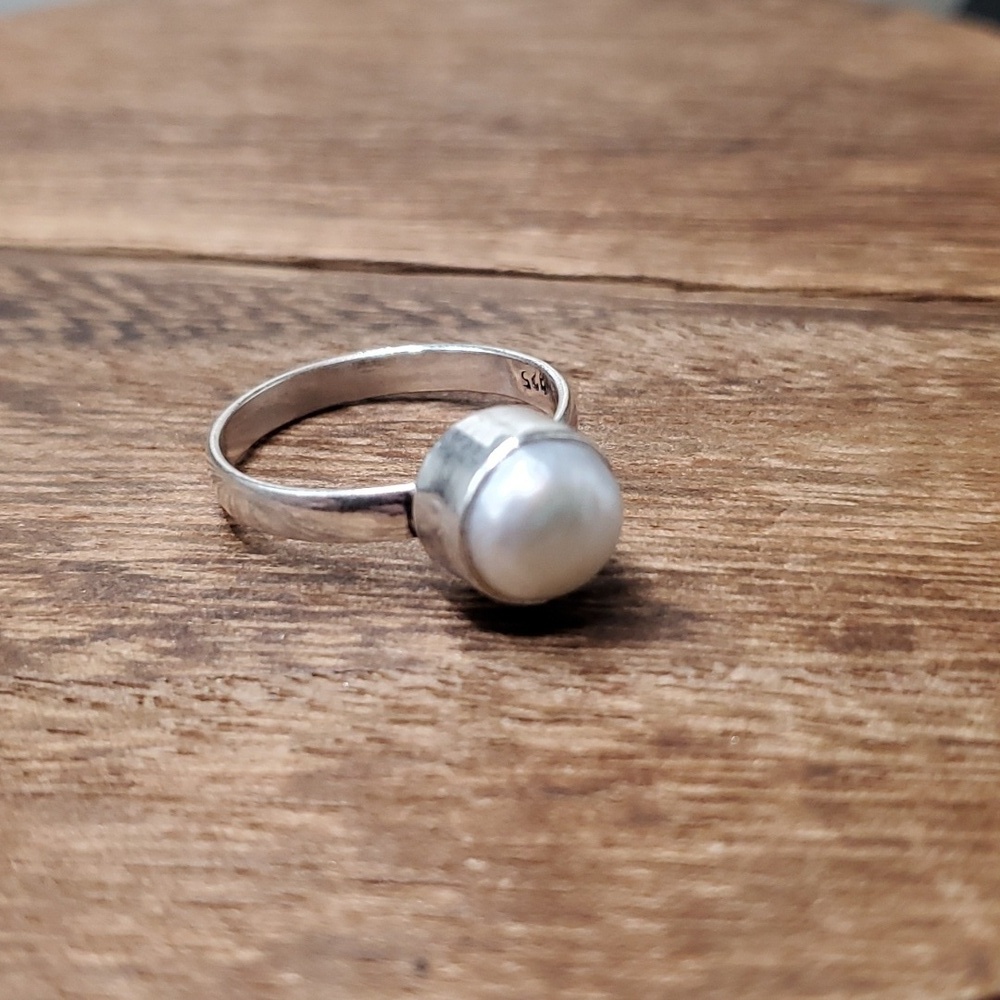 Size 8.5 R220 freshwater pearl ring sterling 925‎ silver